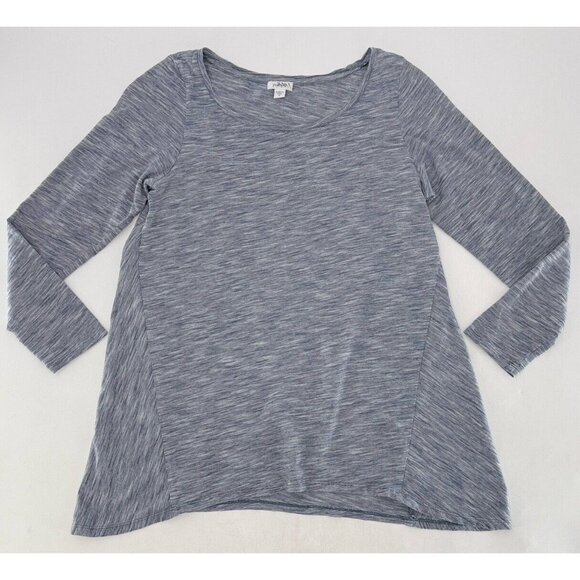 J.Jill Purejill Heathered Blue Long Sleeve Shark Bite Hem T-Shirt Top Sz S, Boho - Picture 1 of 9